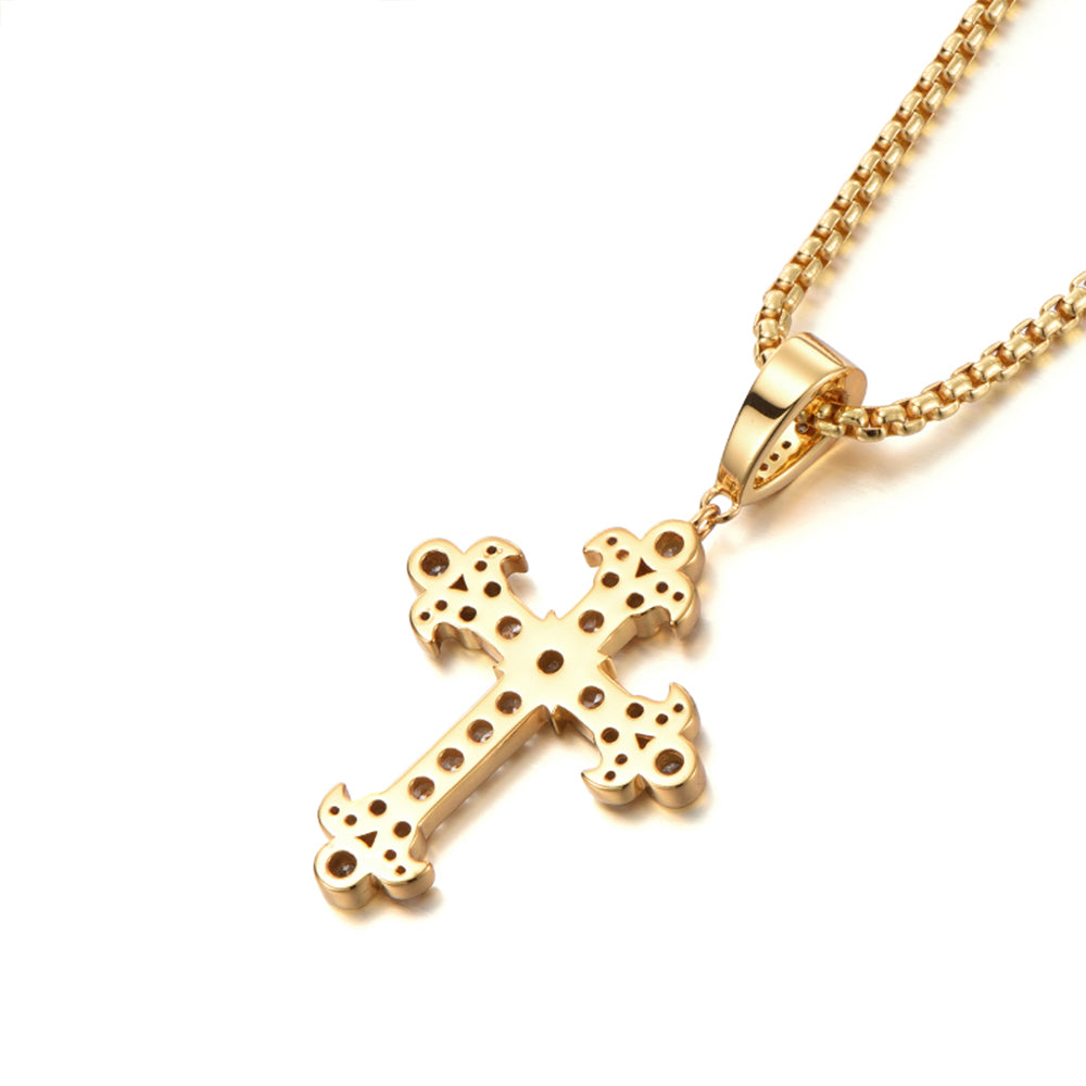 Golden Icedout Syrian Cross Pendant