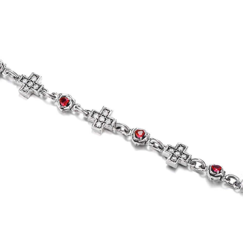 Vintage Greek Cross Roses Bracelet