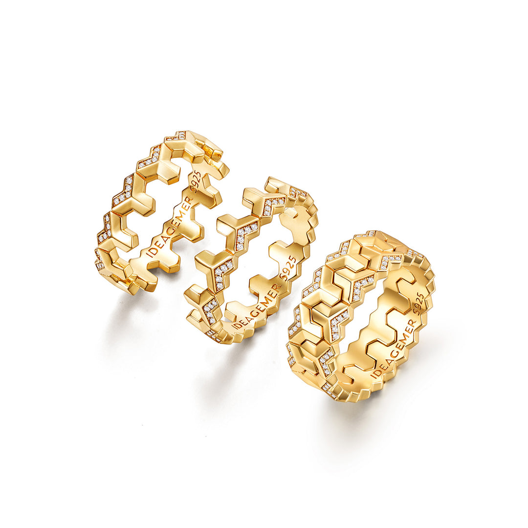 Iced Twin Row Mountain Armor Ring