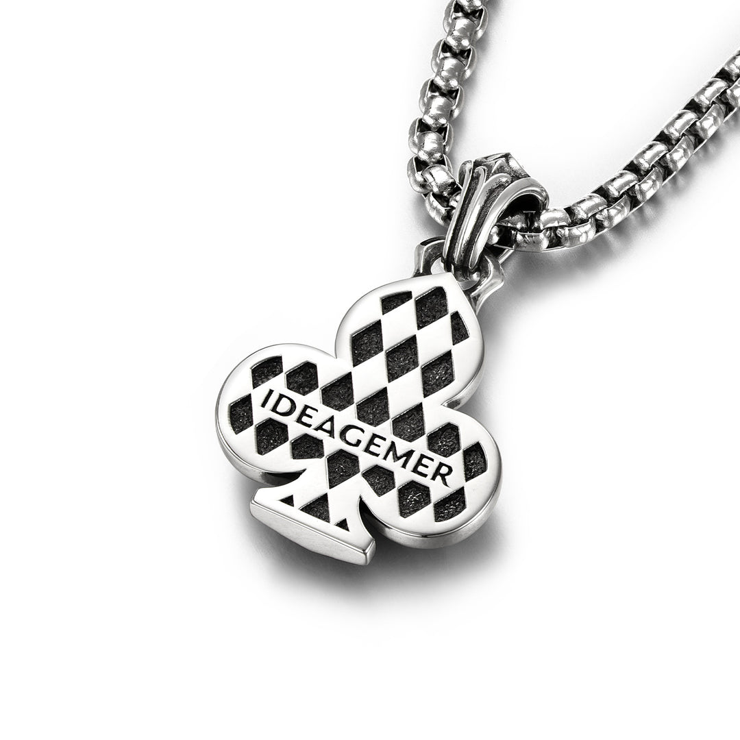 Vintage Black Gem Club Suit Pendant