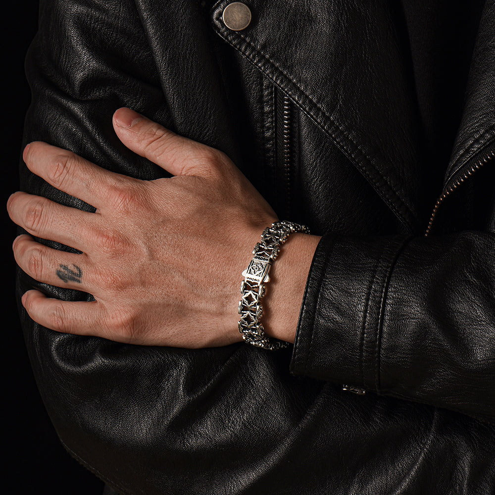 Vintage Four Pointed Star Link Chain Bracelet