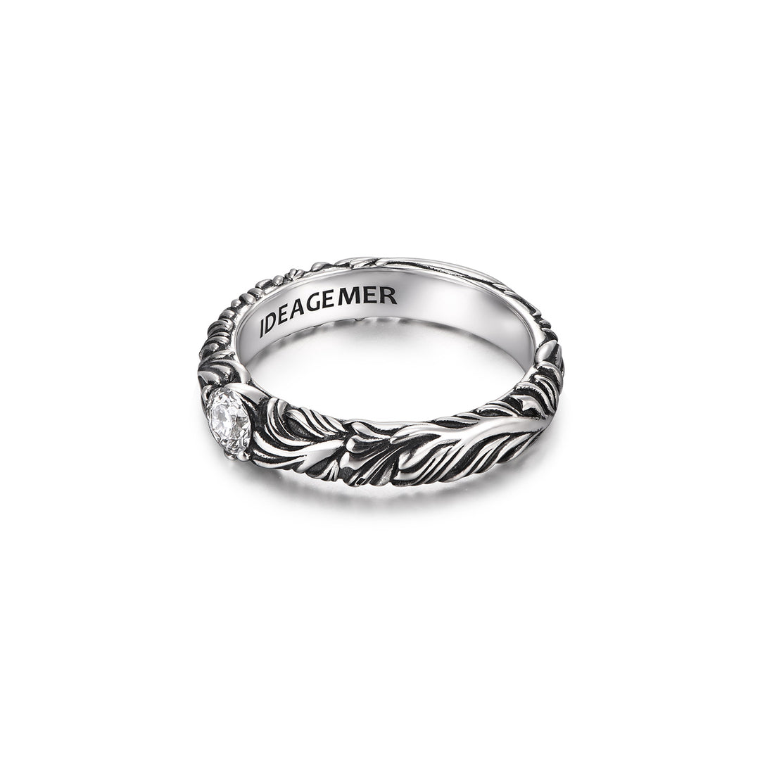 Vintage Wing of Feather Ring Band