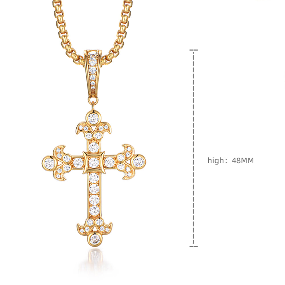 Golden Icedout Syrian Cross Pendant