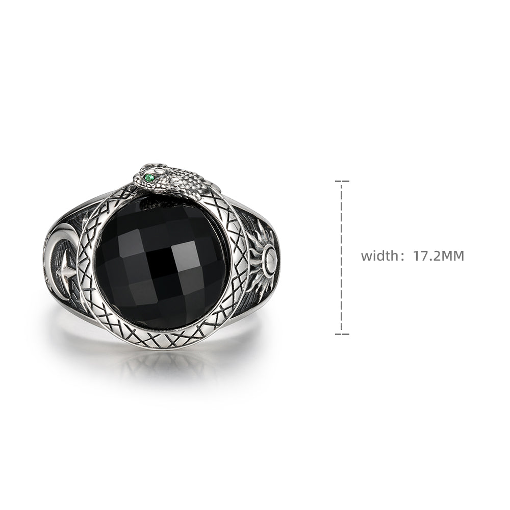 Vintage Serpent Black Onyx Signet Ring