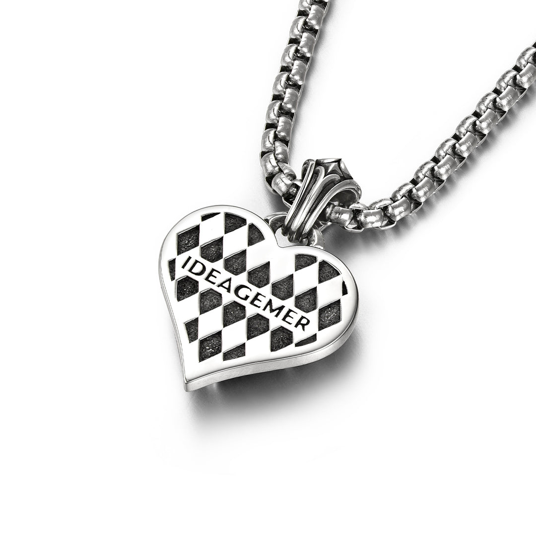 Vintage Black Gem Heart Suit Pendant