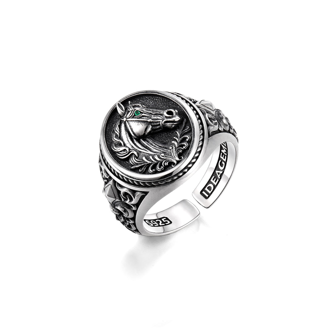 Vintage Fleur-De-Lis Horse Signet Ring