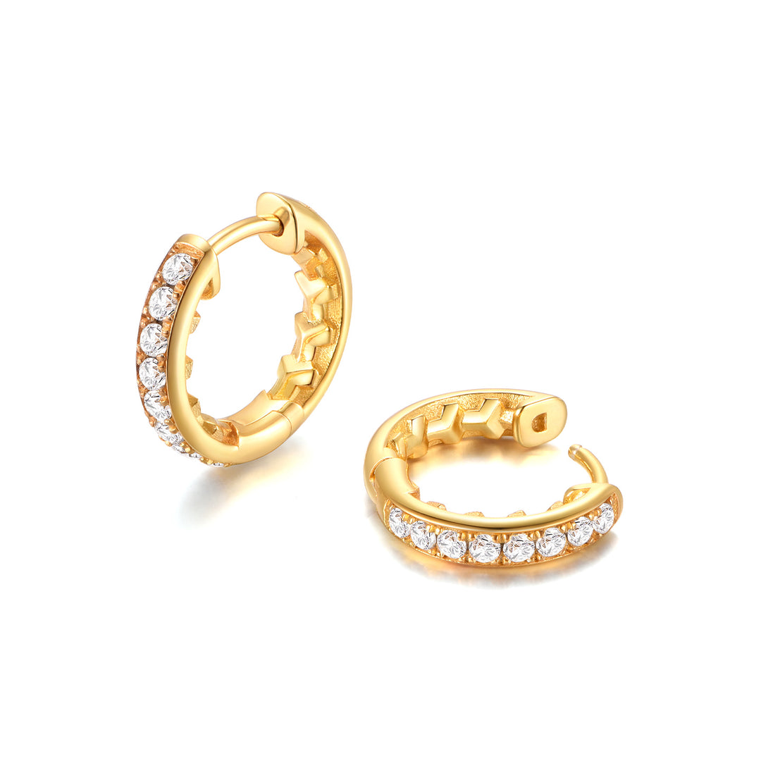 Iced Golden Inner Armor Hoop Earrings