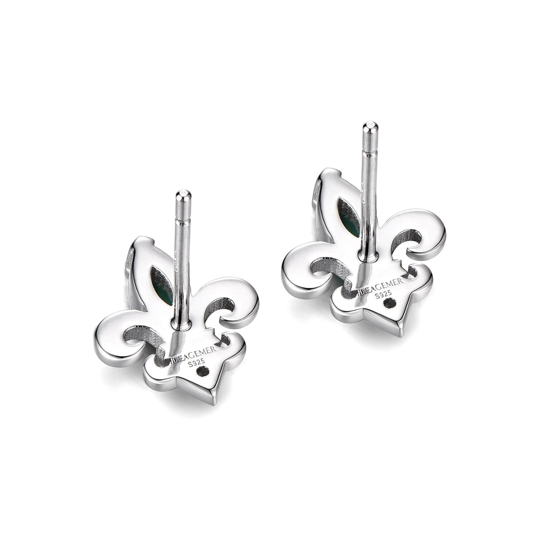 Fleur-de-lis Emerald Stud Earrings