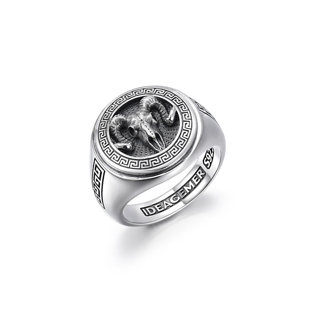 Vintage Ram Skull Medallion Ring