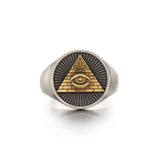 IDEAGEMER Eye Of God Sterling Silver Signet Rings