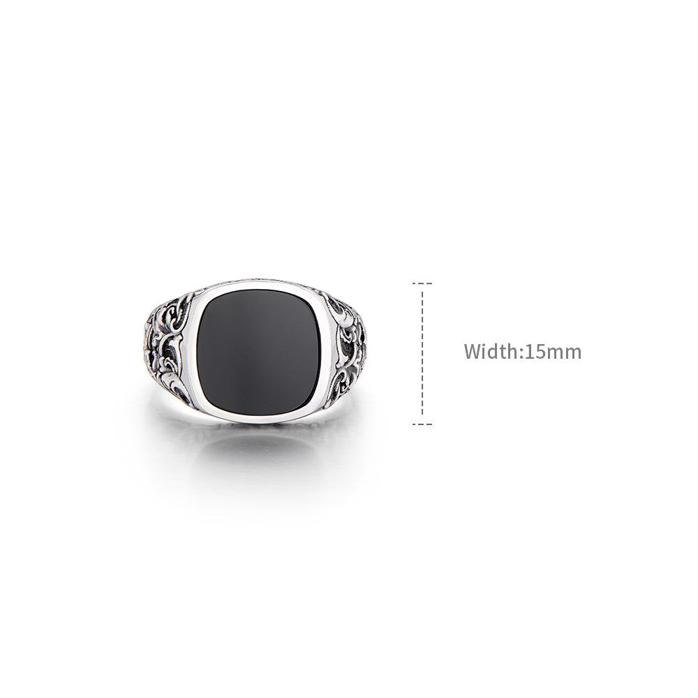 Fleur-De-Lis Black Onyx Signet Ring