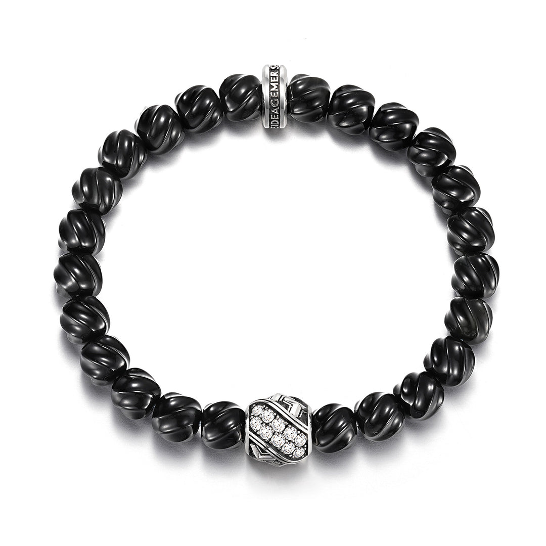 Black Onyx Spiral Armor Beaded Bracelet