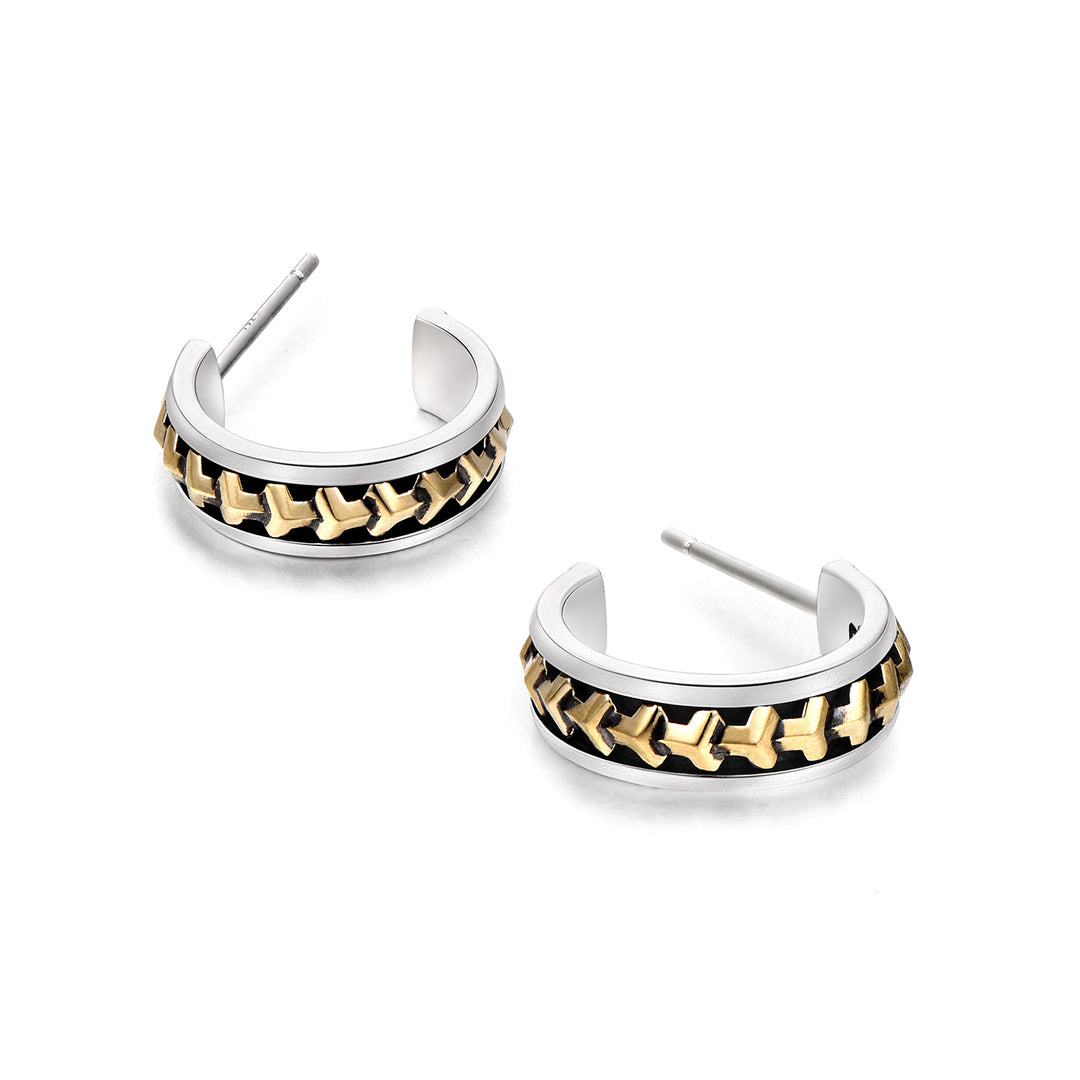 Black Gold Armor Hoop Earrings