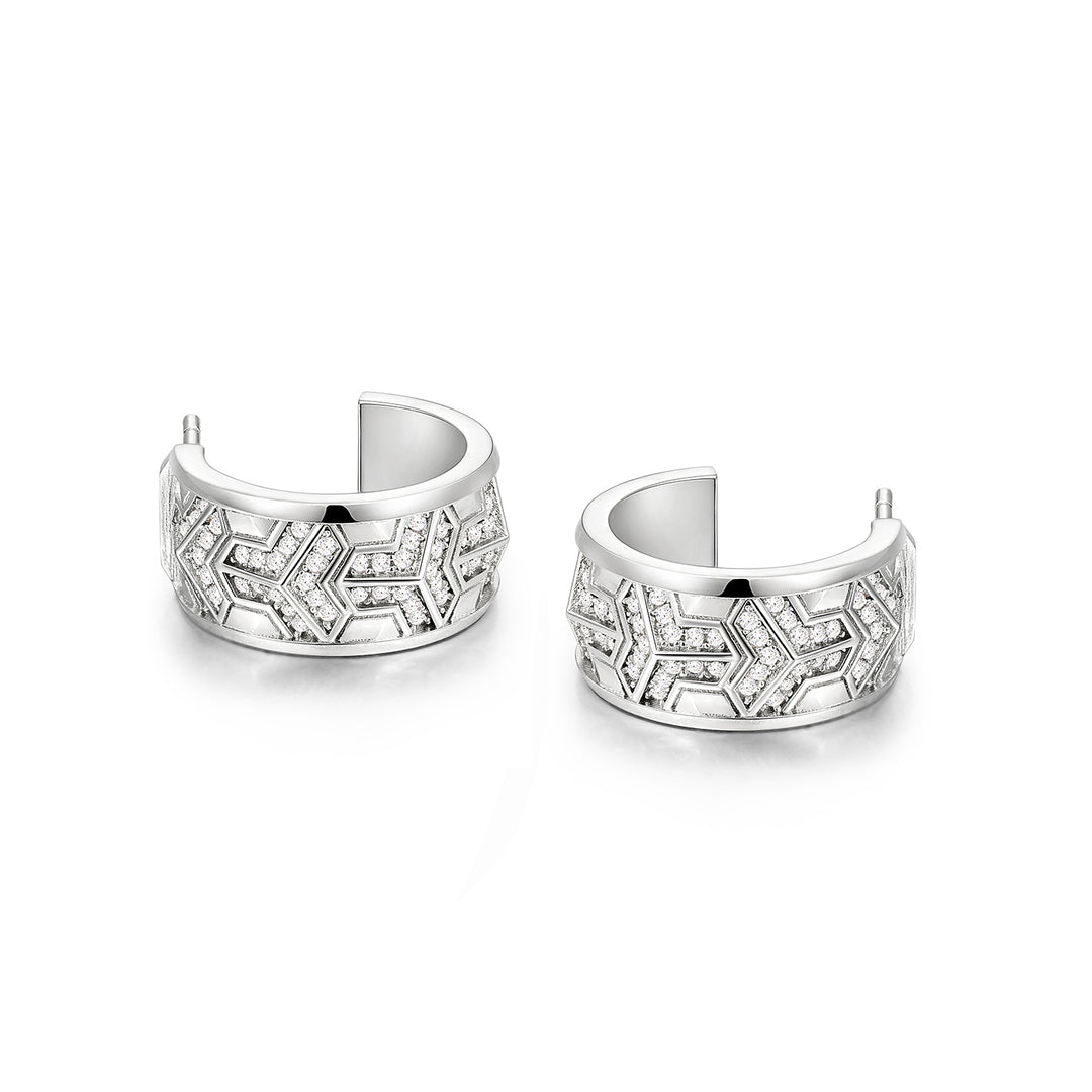 Reverse Iced Out Single Row Armor Hoop Earrings