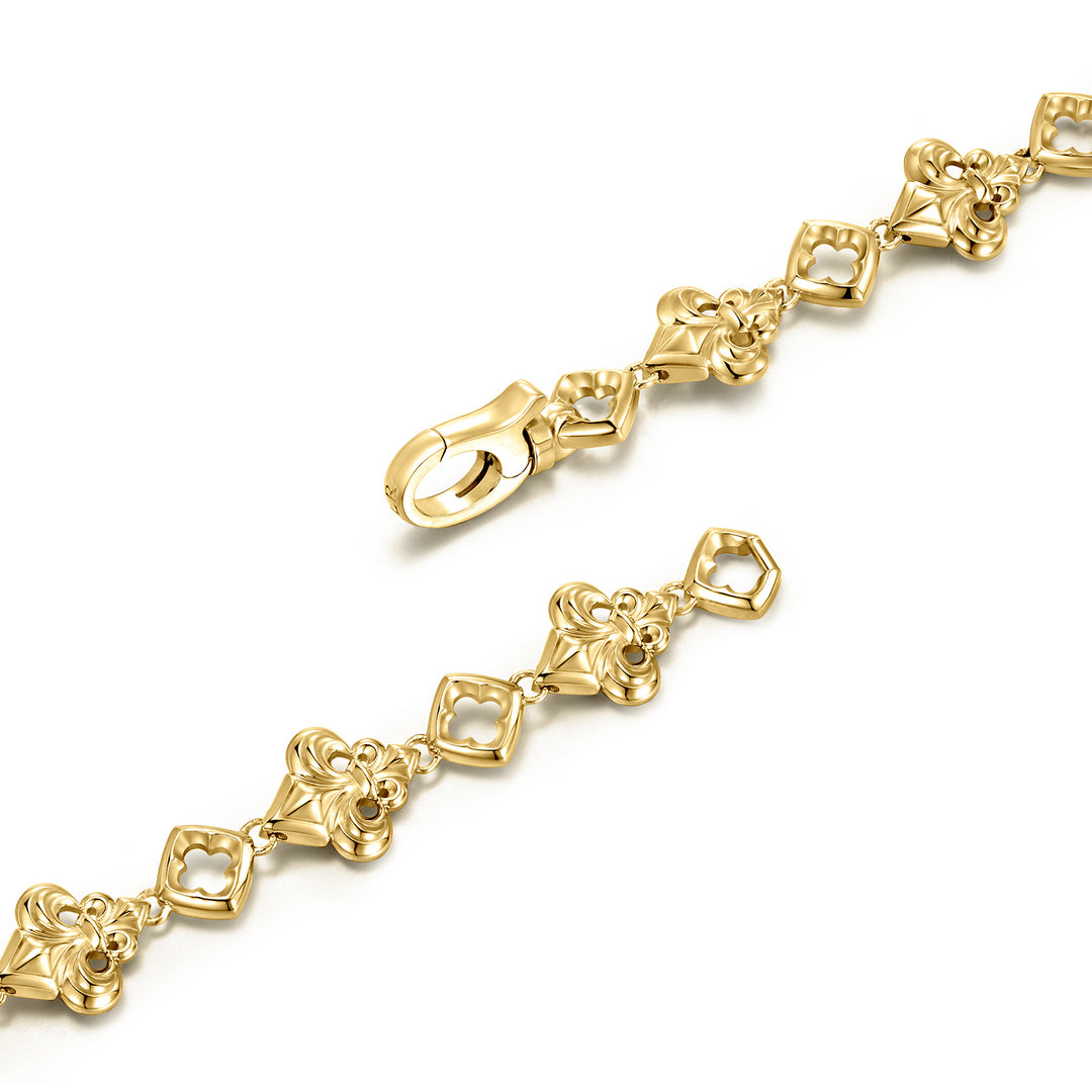 Fleur-De-Lis Iris &amp; Lucky Clover Bracelet