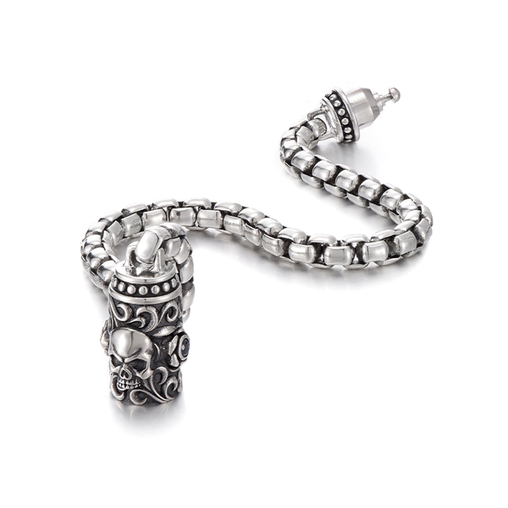 Vintage Skull & Rose Rolo Link Chain Bracelet