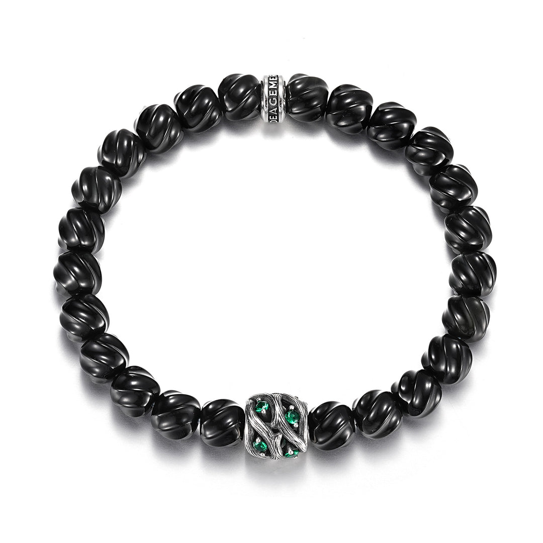 Black Onyx Spiral Thorns Beaded Bracelet