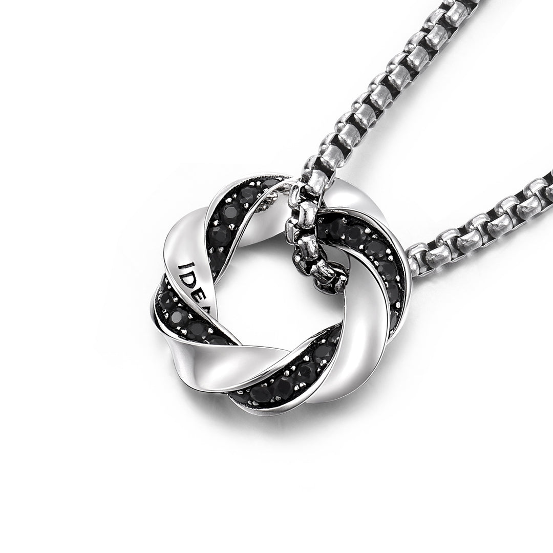 Iced Mobius Hoop Pendant Necklace