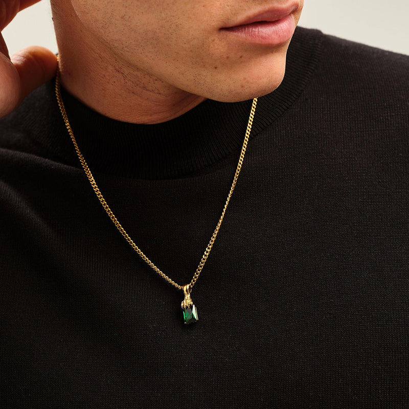 Golden Claw Baguette Pendant Necklace