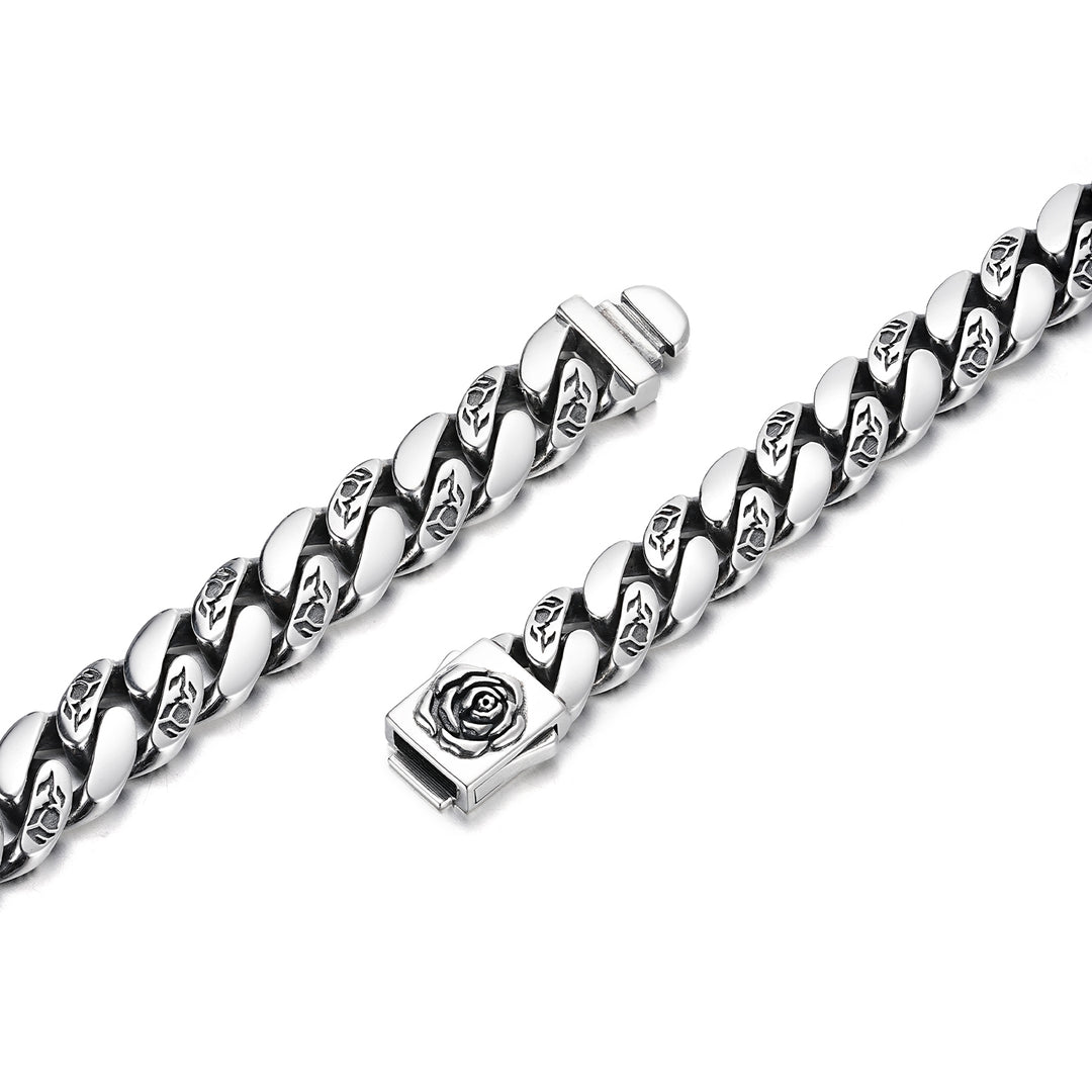Vintage Iron Rose Cuban Link Bracelet