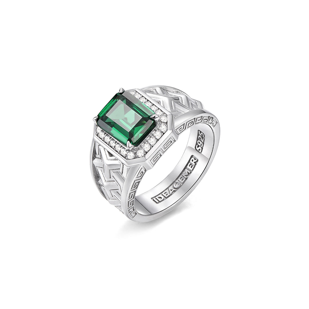 Silver Emerald Armor Ring