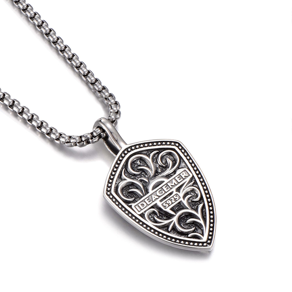 Vintage Flame Sword & Sheild Pendant