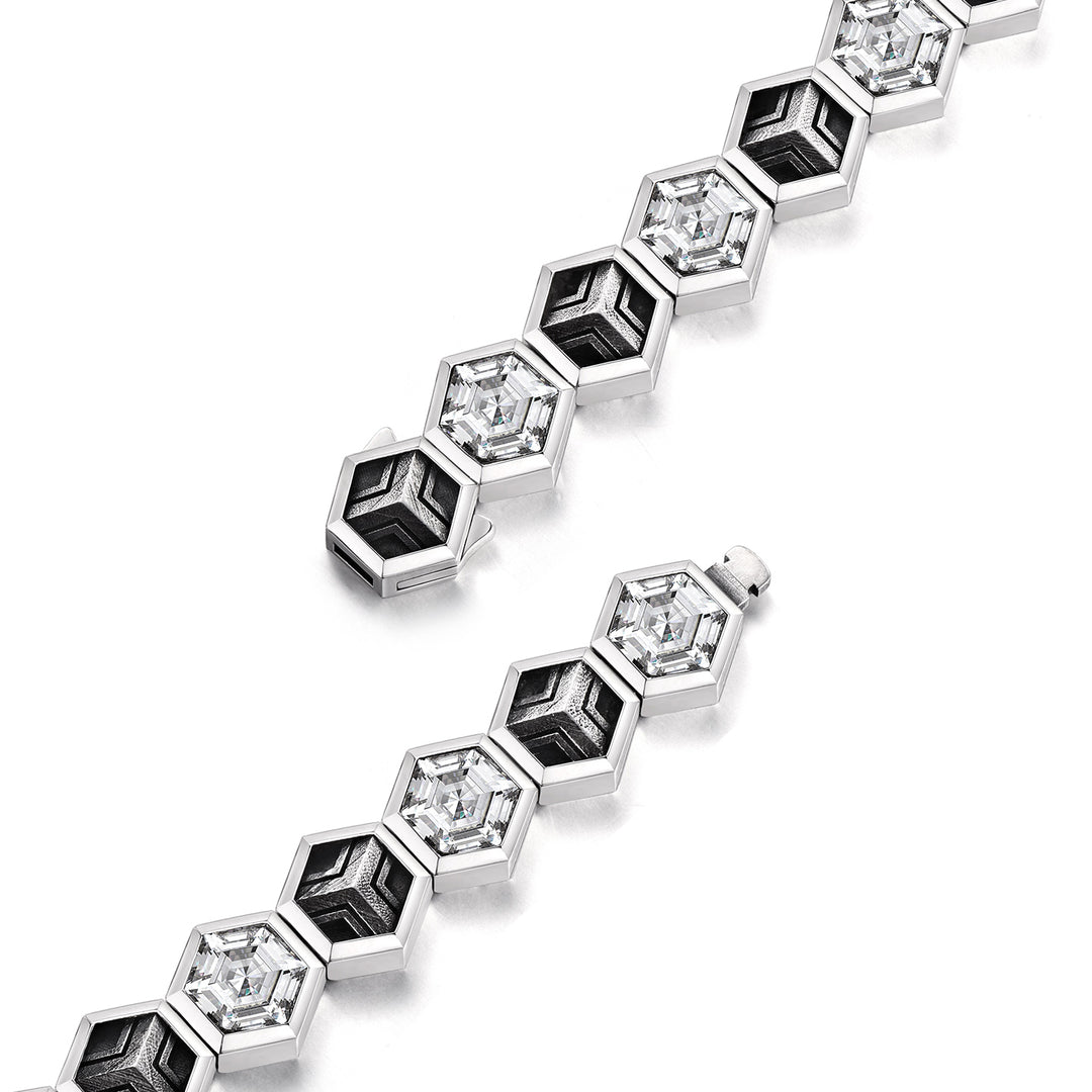 Iced Hexagon Armor Tennis Bracelet