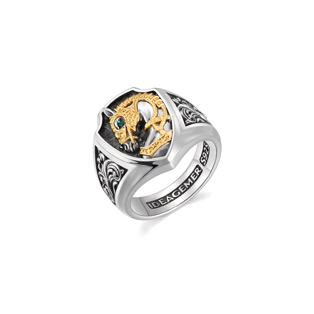Vintage War Horse Shield Ring