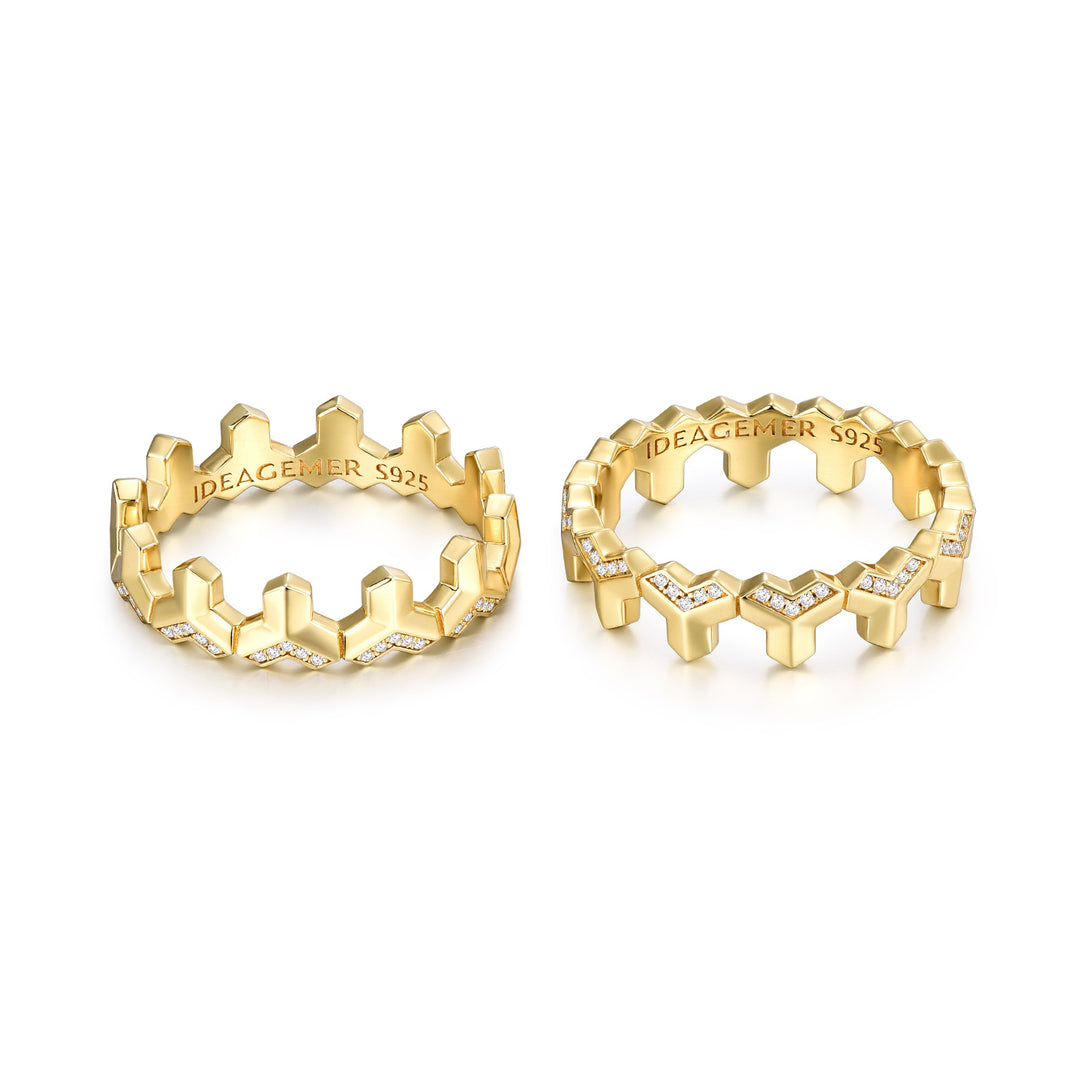 Iced Twin Row Mountain Armor Ring