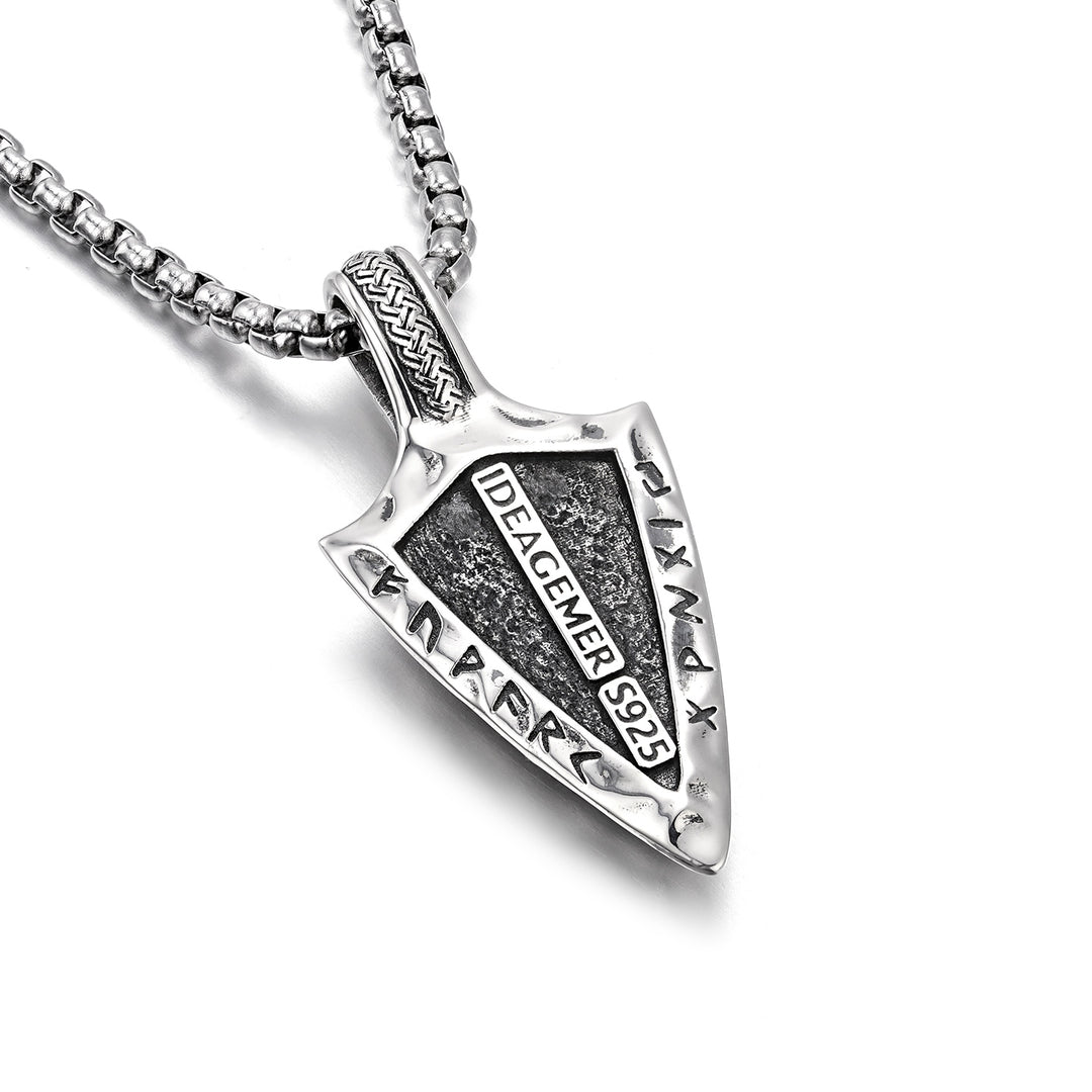 Vintage Runic Guardian Arrowhead Pendant