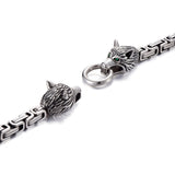 Viking Fenrir Wolf Head Byzantine Bracelet