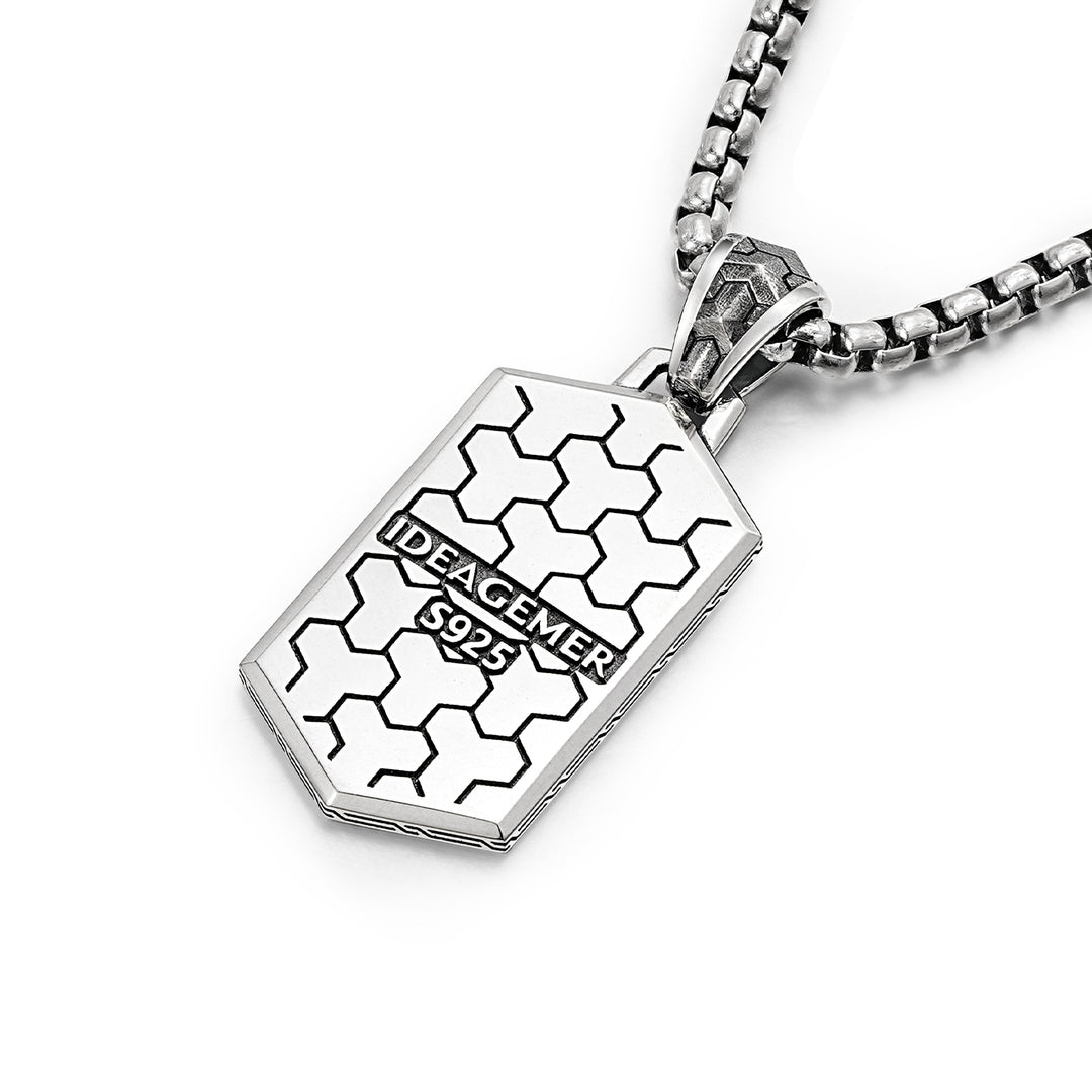 Hexagonal Iridescence Armor Tag Pendant