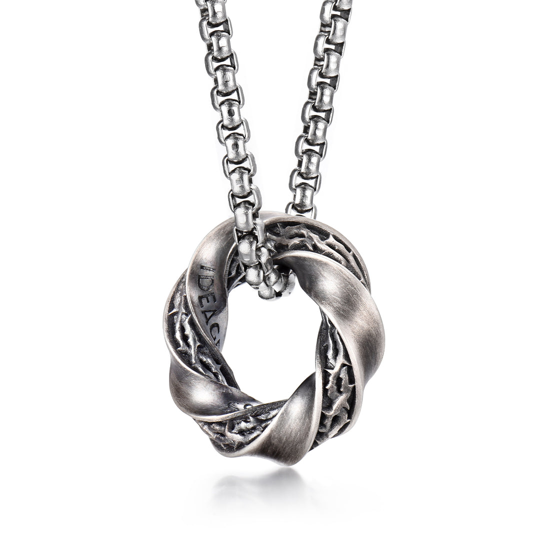 Vintage Thorn Mobius Hoop Pendant Necklace