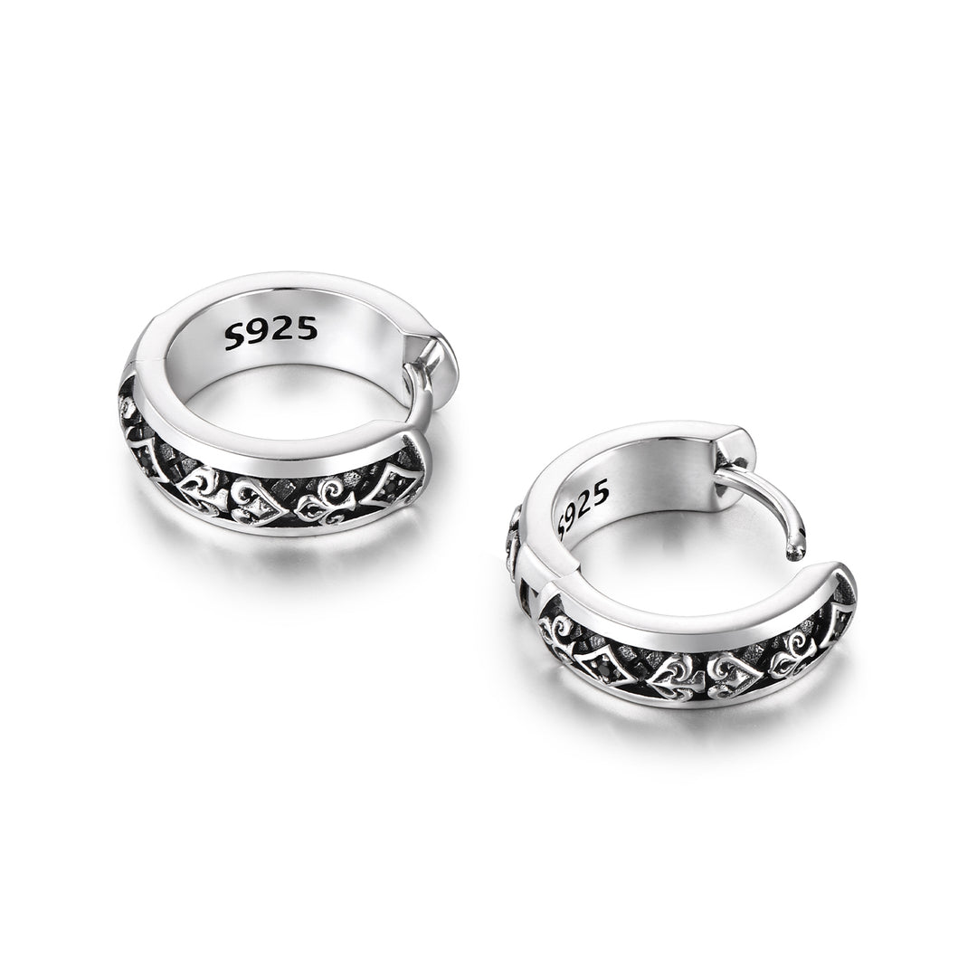 Black Poker Card Hoop Earrings