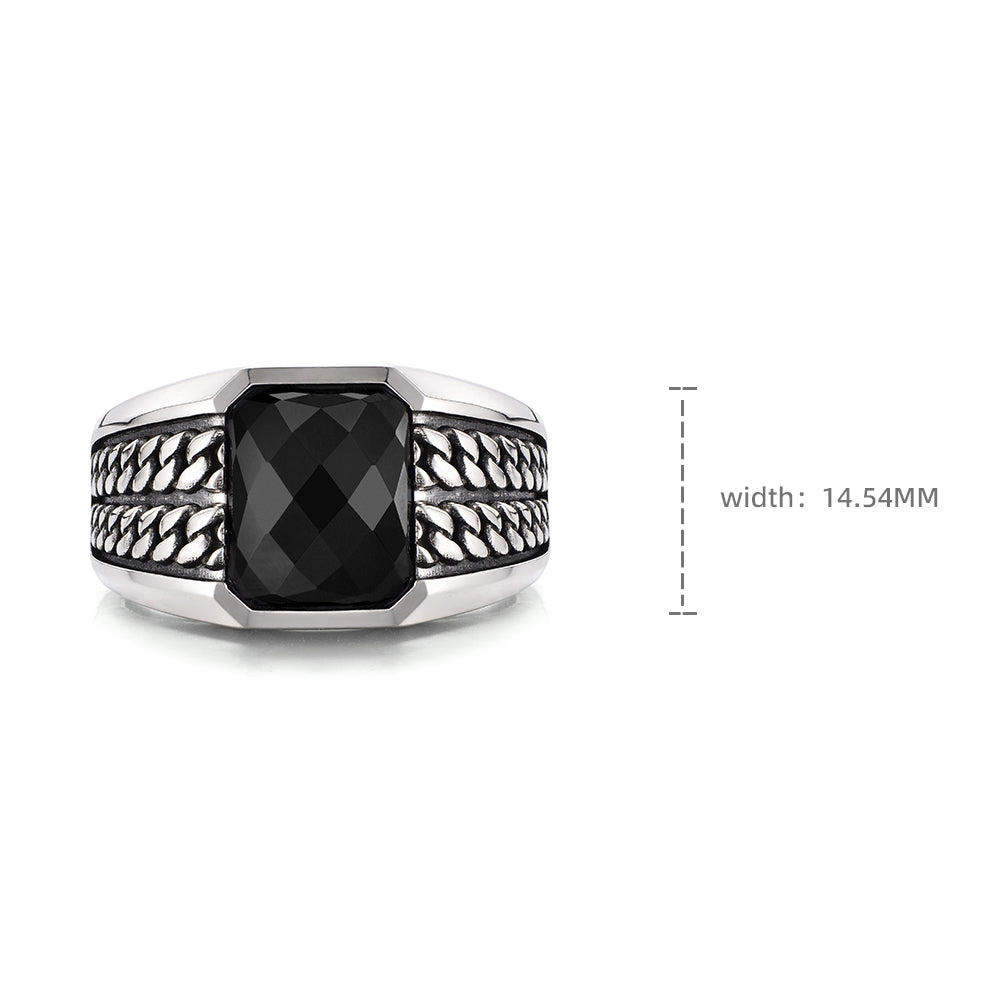 Vintage Cuban Radiant Black Onyx Signet Ring