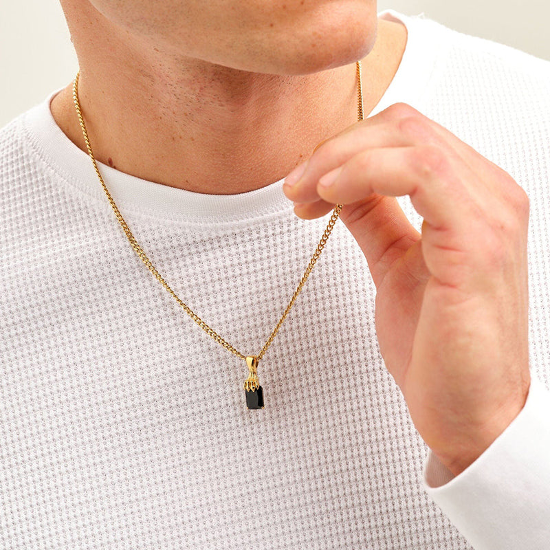 Golden Claw Baguette Pendant Necklace