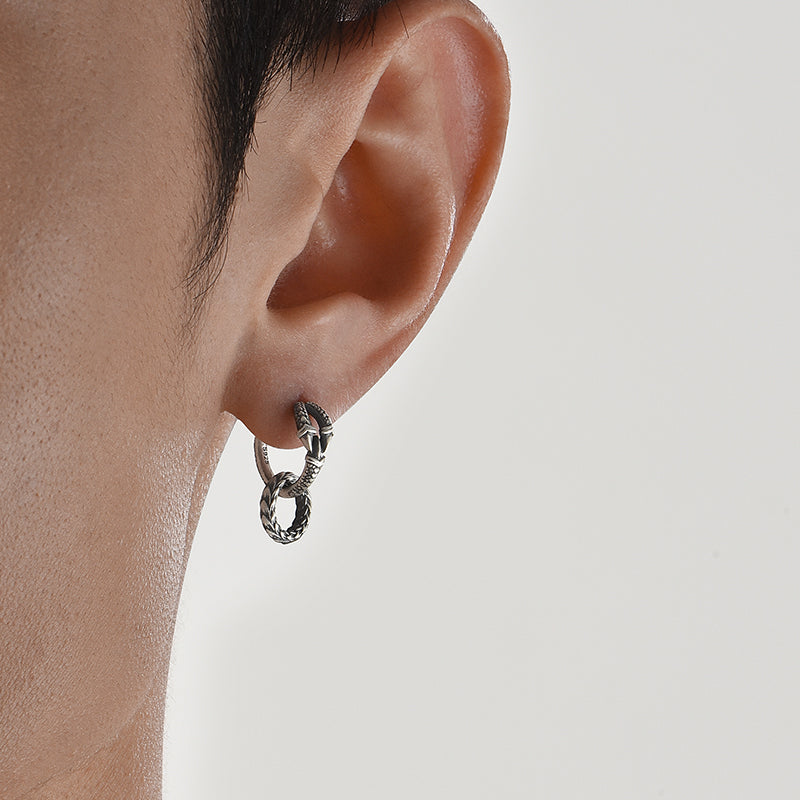 Vintage Dragon Claw & Scale Hoop Earrings
