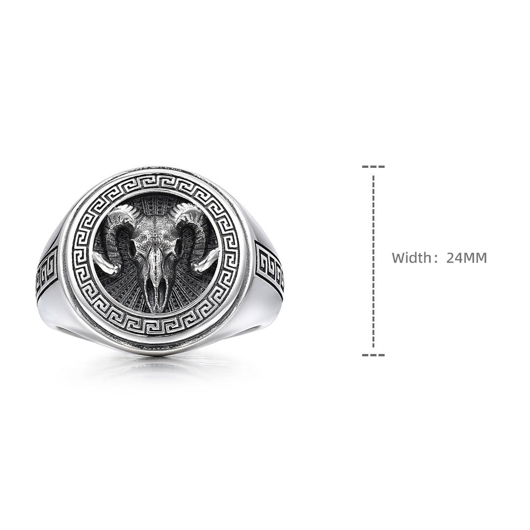 Vintage Ram Skull Medallion Ring