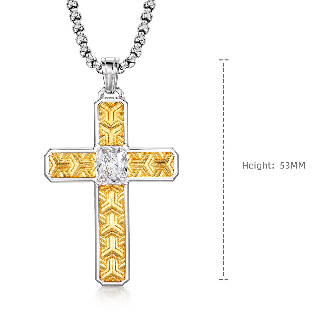 Two-Tone Sovereign Armor Cross Pendant