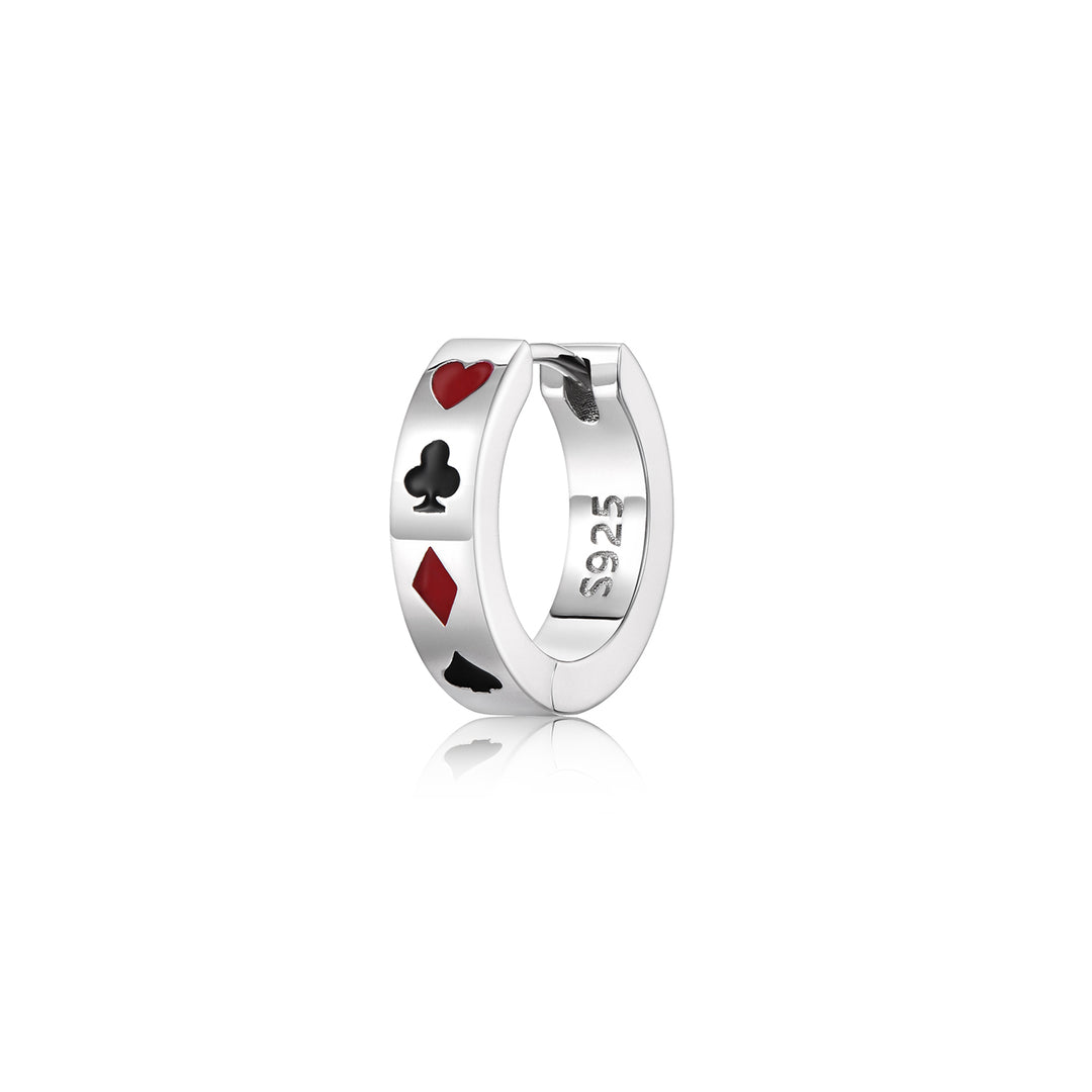 Sterling Silver Poker Suit Hoop Earrings