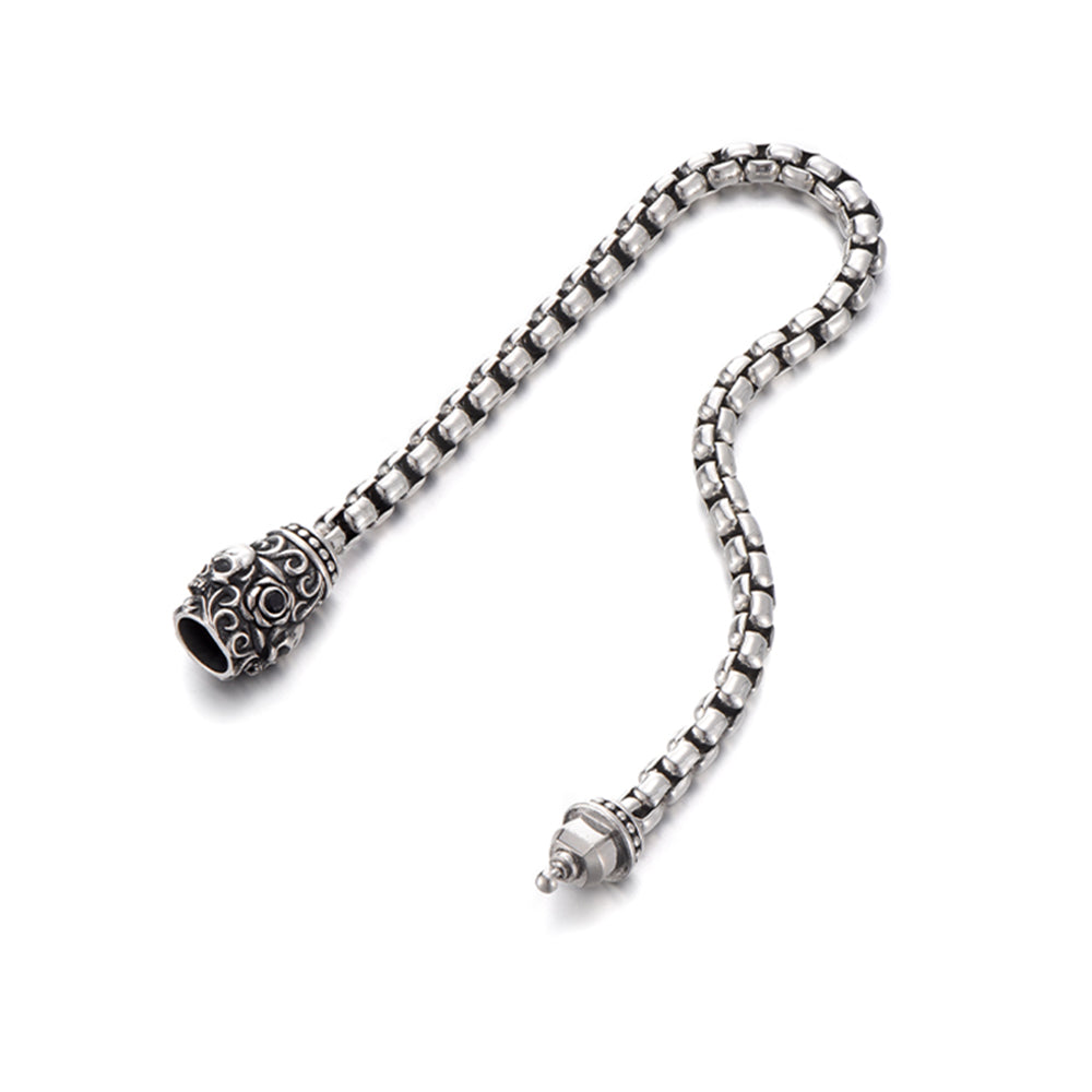 Vintage Skull & Rose Rolo Link Chain Bracelet