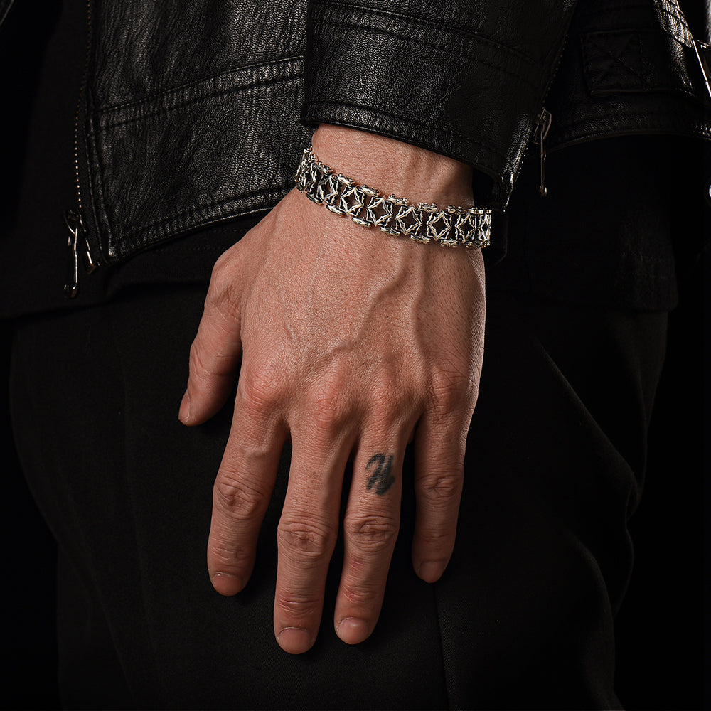Vintage Four Pointed Star Link Chain Bracelet