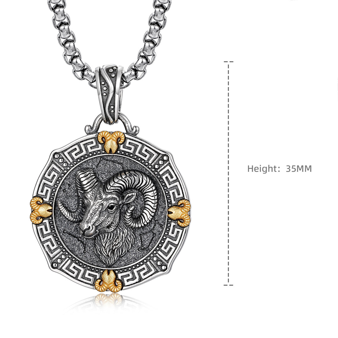 Vintage Sovereign Ram Medallion Pendant