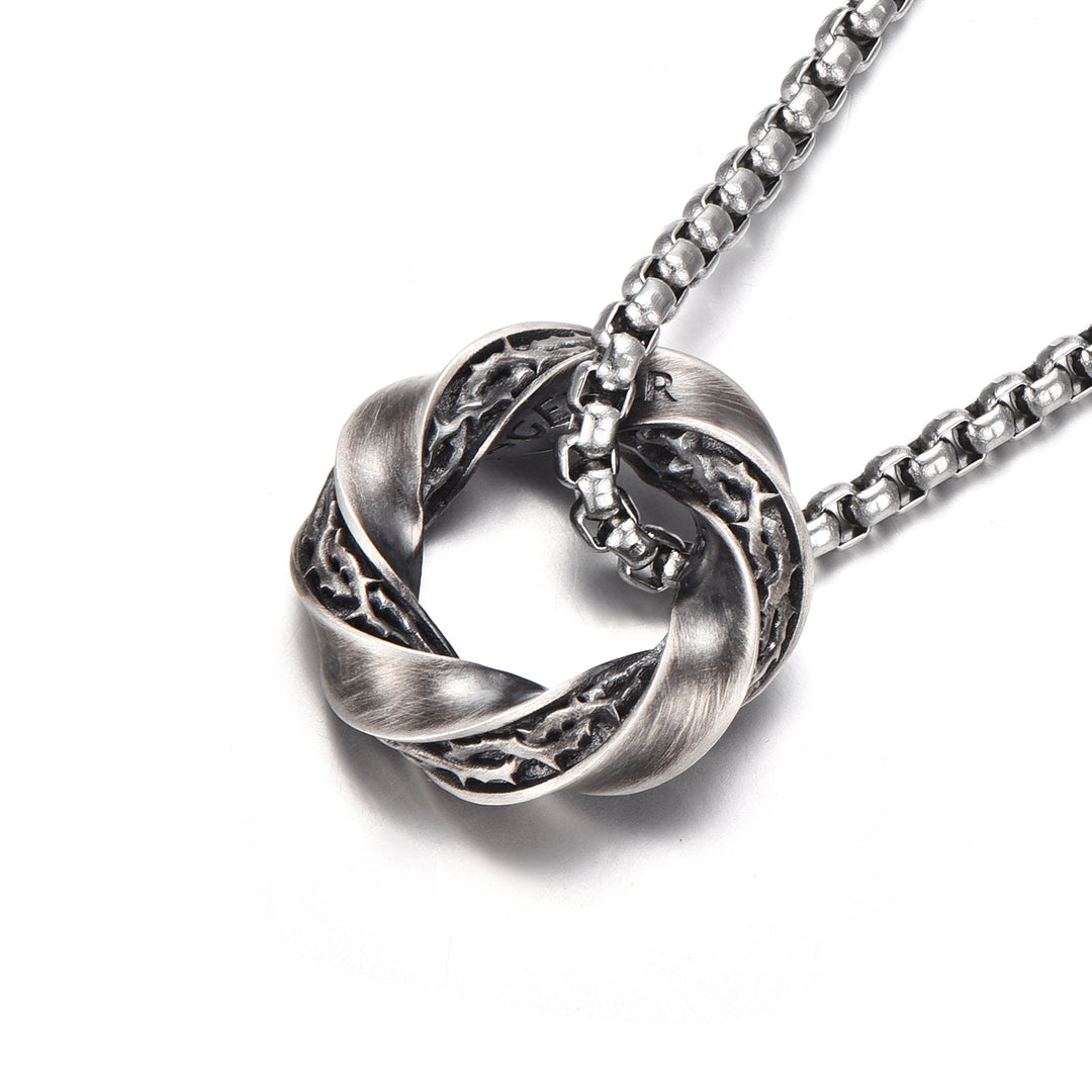 Vintage Thorn Mobius Hoop Pendant Necklace