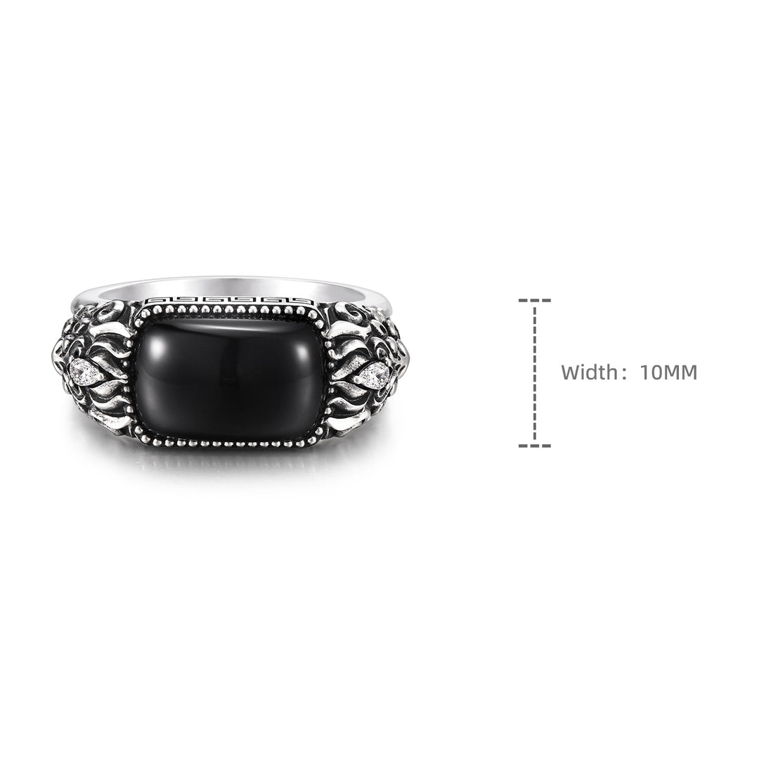 Vintage Guardian Beast Black Onyx Armor Ring