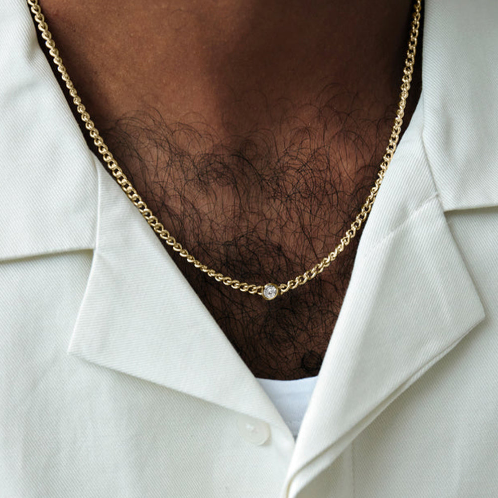 3mm Solo Gem Curb Cuban Link Chain Necklace