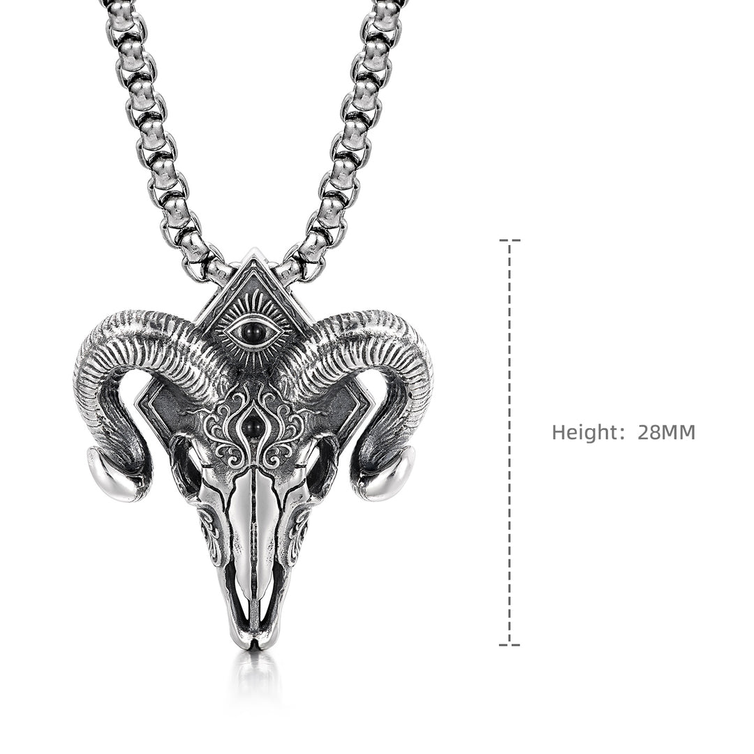 Vintage Sentinel Eye Ram Skull Pendant