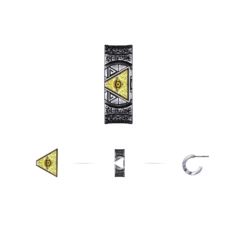 Vintage All Seeing Eye Totem Hoop Earrings