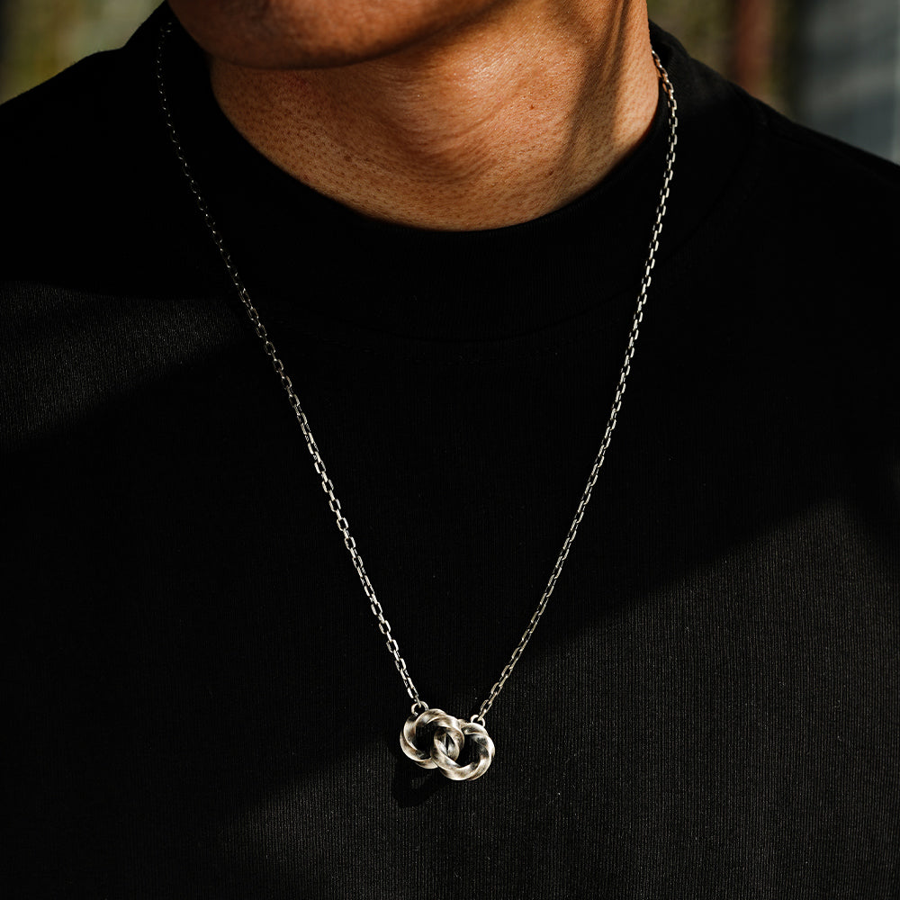 Vintage Double Mobius Hoop Pendant Necklace