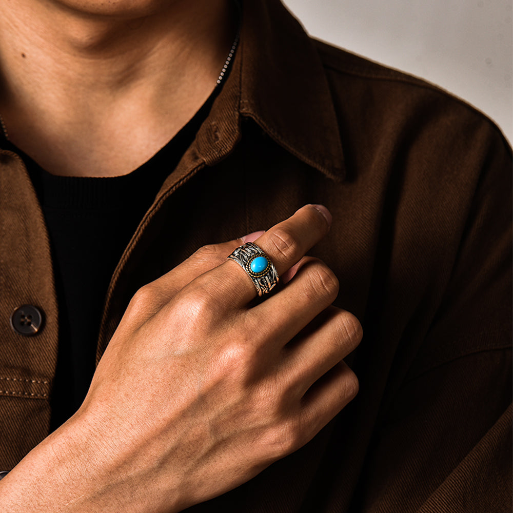Vintage Feather Arrow Turquoise Ring